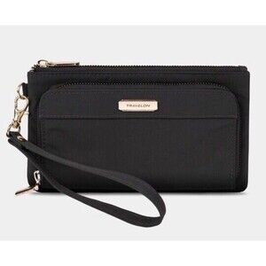 Travelon RFID Blocking Black Phone Clutch Wallet NEW